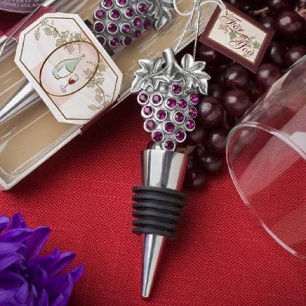 New in Box Wine Bottle Stopper Grape Jeweled Design Embellished